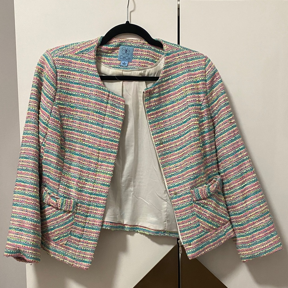 CeCe Multicolor Striped Blazer